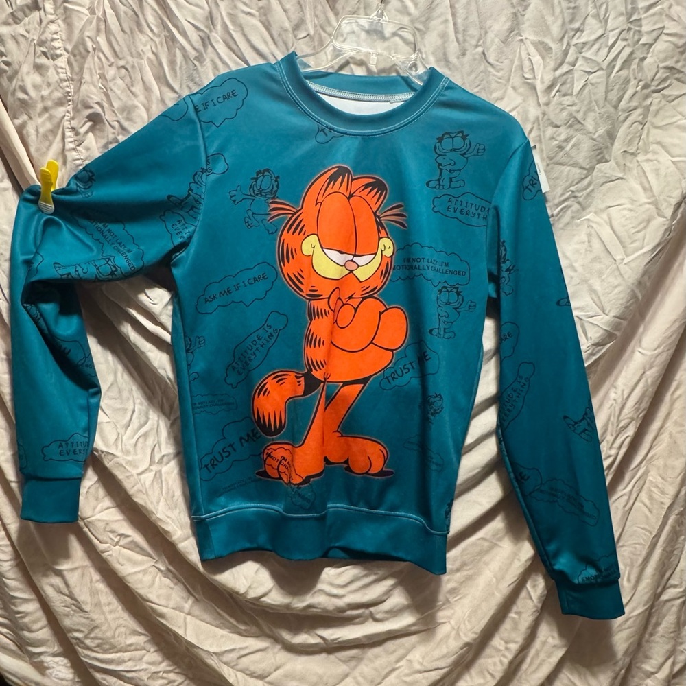 Source Unknown Teal and Orange Garfield Sweatshirt